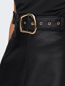 Antoine High Waist Midi Skirt - Black/gold Buckle