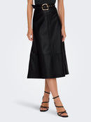 Antoine High Waist Midi Skirt - Black/gold Buckle