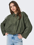 Nia Faux Suede Bat Jacket - Thyme