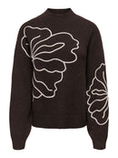 Jella Flower Print Round Neck Jumper - Chocolate Torte/pumice