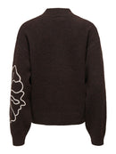 Jella Flower Print Round Neck Jumper - Chocolate Torte/pumice