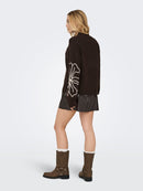Jella Flower Print Round Neck Jumper - Chocolate Torte/pumice