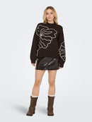 Jella Flower Print Round Neck Jumper - Chocolate Torte/pumice