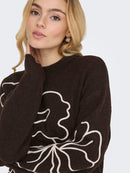 Jella Flower Print Round Neck Jumper - Chocolate Torte/pumice
