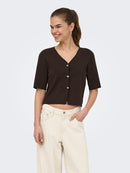 Astra 3/4 Sleeve Button Cardigan - Coffee Bean