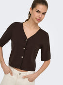 Astra 3/4 Sleeve Button Cardigan - Coffee Bean