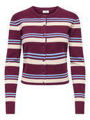 Emmie Round Neck Stripe Cardigan - Windsor Wine & Eggnog