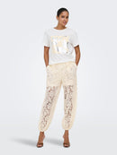 Lima Short Sleeve Print T-Shirt - Cloud Dancer & Vivid