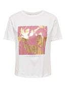 Lima Short Sleeve Print T-Shirt - Cloud Dancer & Deco Rose