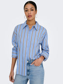 Serena Long Sleeve Shirt - Bel Air Blue/brown