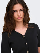 Astra 3/4 Sleeve Button Cardigan - Black