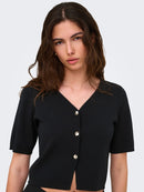 Astra 3/4 Sleeve Button Cardigan - Black