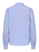 Mio Mandarin Collar Stripe Shirt - Pale Iris White & Tibetan Red