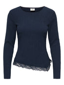 Billie Assymetric Lace Top - Sky Captain