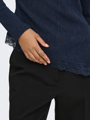 Billie Assymetric Lace Top - Sky Captain