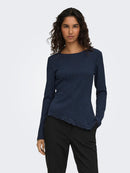 Billie Assymetric Lace Top - Sky Captain