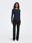 Billie Assymetric Lace Top - Sky Captain