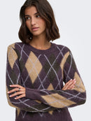 Reese Argyle Jumper - Plum Perfect/chocolate Torte