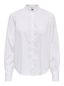 Mio Mandarin Collar Stripe Shirt - White