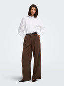 Mio Mandarin Collar Stripe Shirt - White