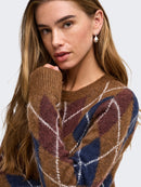 Reese Argyle Jumper - Bison/rum Raisin
