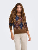 Reese Argyle Jumper - Bison/rum Raisin