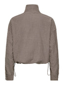 Umi High Neck Check Jacket - Portabella Dark Brown