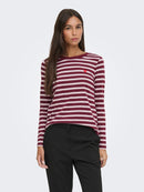 Pisa Print Top - Windsor Wine/stripe