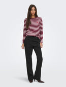 Pisa Print Top - Windsor Wine/stripe