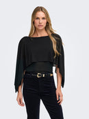 Uso Cape Detail Top - Black