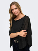 Uso Cape Detail Top - Black