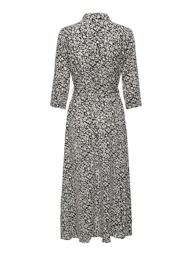 Starr Life 3/4 Maxi Dress - Black Daisy Flower