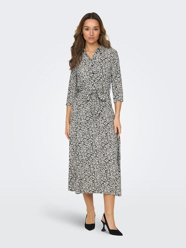 Starr Life 3/4 Maxi Dress - Black Daisy Flower