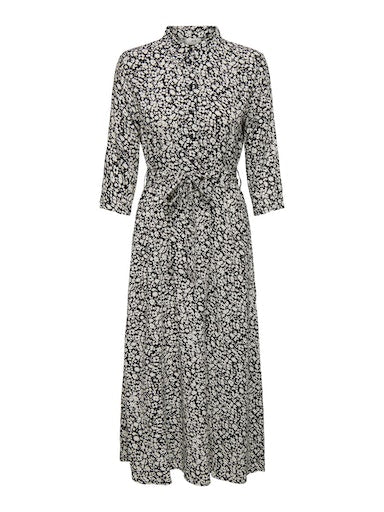 Starr Life 3/4 Maxi Dress - Black Daisy Flower