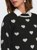 Romance L/S Jacquard Pullover - Black Jacquard