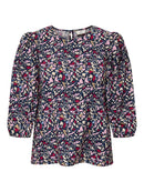 Camille 3/4 Sleeve Top - Rumba Red/multi