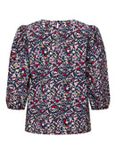 Camille 3/4 Sleeve Top - Rumba Red/multi