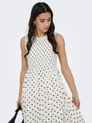 Diego Smock Midi Dress - Cloud Dancer/black Dot