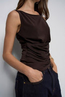 Sleeveless T-Shirt - Brown
