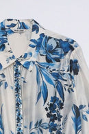 Floral Print Shirt - Royal Blue
