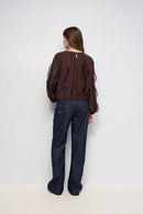Salsa Round Neck Blouse- Brown