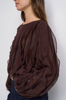 Salsa Round Neck Blouse- Brown