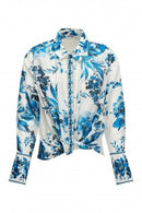Floral Print Shirt - Royal Blue