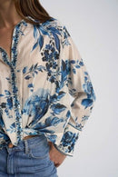 Floral Print Shirt - Royal Blue