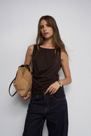 Sleeveless T-Shirt - Brown