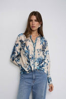 Floral Print Shirt - Royal Blue