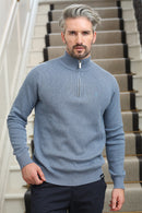Justin 1/2 Zip Jumper - Powder Blue Melange