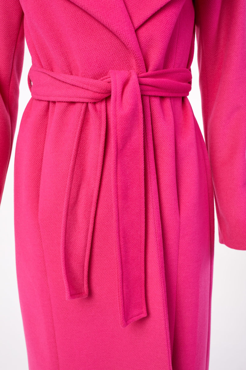 Collar Wrap Coat - Hot Pink