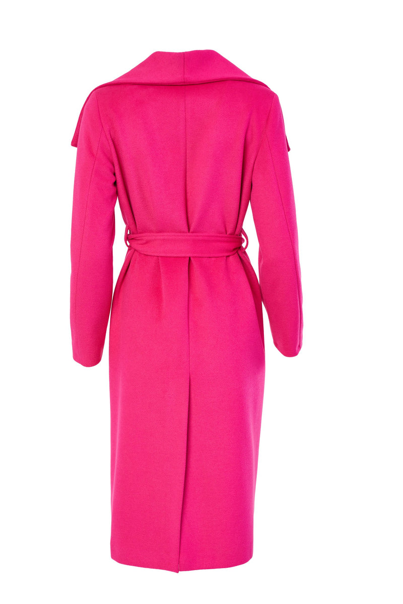 Collar Wrap Coat - Hot Pink