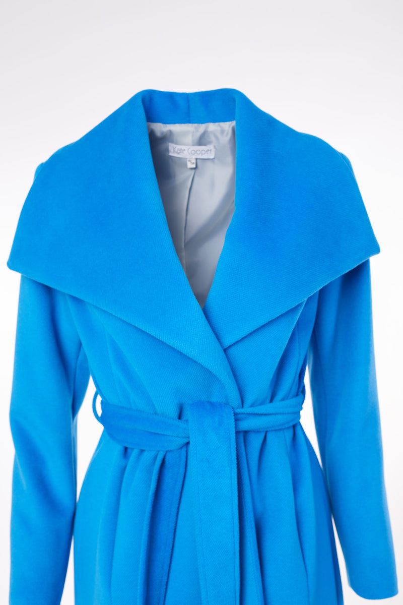 Collar Wrap Coat - French Blue